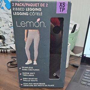 Lemon Size XS Black 2 Pack of Seamless Ribbed Leggings